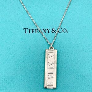 Authentic Tiffany & Co 925 Silver Atlas Collection Bar with Necklace